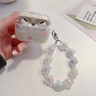 Auramma Collections Soft Girl Aesthetics Kawaii Semi Clear Seashell Pattern Colorful Tiny Flowers Opaque Charm Soft TPU Case AirPods 1 2 3 4 Pro