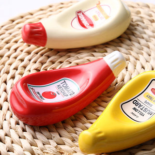 Auramma Collections Squeezed Ketchup Mustard Mayo Bottle Design Condiment Dip Trays