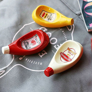 Auramma Collections Squeezed Ketchup Mustard Mayo Bottle Design Condiment Dip Trays