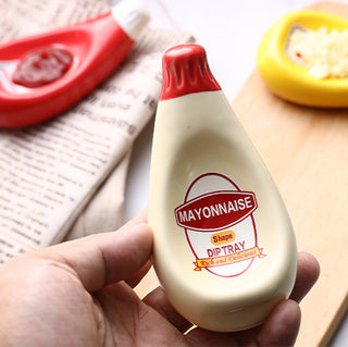 Auramma Collections Squeezed Ketchup Mustard Mayo Bottle Design Condiment Dip Trays