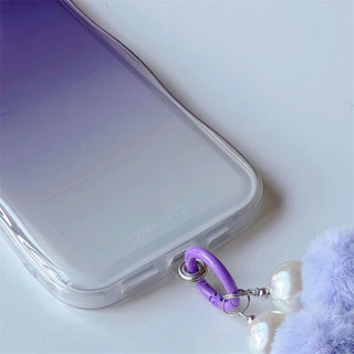 Auramma Collections Wavy Cushion Jello Soft Gradient Purple Fluffy Plush Ball Charm TPU Case Samsung Galaxy S22 S21 S20 Ultra FE