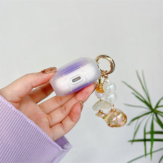 Auramma Collections Wavy Edge Clear Purple Y2K Style Positivity Quote Matching Charm Soft TPU Case AirPods 1 2 3 Pro