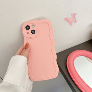 Auramma Collections Wavy Edge Matte Plain Color White Pink Blue Black Green Soft TPU Case iPhone 14 13 12 11 Pro Max Mini X XS XR