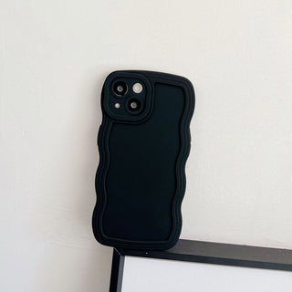 Auramma Collections Wavy Edge Matte Plain Color White Pink Blue Black Green Soft TPU Case iPhone 14 13 12 11 Pro Max Mini X XS XR