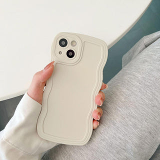 Auramma Collections Wavy Edge Matte Plain Color White Pink Blue Black Green Soft TPU Case iPhone 14 13 12 11 Pro Max Mini X XS XR