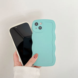 Auramma Collections Wavy Edge Matte Plain Color White Pink Blue Black Green Soft TPU Case iPhone 14 13 12 11 Pro Max Mini X XS XR