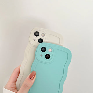 Auramma Collections Wavy Edge Matte Plain Color White Pink Blue Black Green Soft TPU Case iPhone 14 13 12 11 Pro Max Mini X XS XR