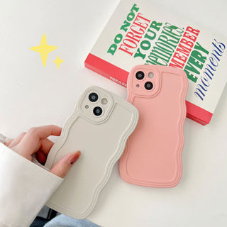 Auramma Collections Wavy Edge Matte Plain Color White Pink Blue Black Green Soft TPU Case iPhone 14 13 12 11 Pro Max Mini X XS XR