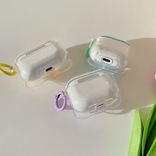 Auramma Collections Wavy Edge Simple Plain Color Cute Pink Purple Blue Green Yellow Ribbon Keyring Soft TPU Case AirPods 1 2 3 Pro