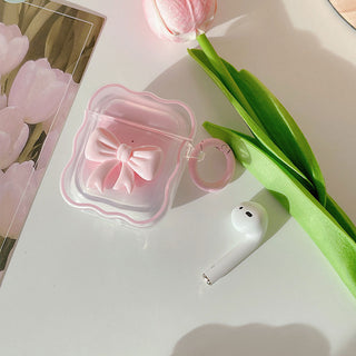 Auramma Collections Wavy Edge Simple Plain Color Cute Pink Purple Blue Green Yellow Ribbon Keyring Soft TPU Case AirPods 1 2 3 Pro