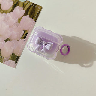 Auramma Collections Wavy Edge Simple Plain Color Cute Pink Purple Blue Green Yellow Ribbon Keyring Soft TPU Case AirPods 1 2 3 Pro