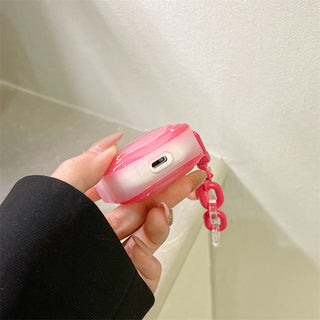 Auramma Collections Wavy Shape Pink Red Groovy Heart Matching Charm Soft TPU Case AirPods 1 2 3 Pro