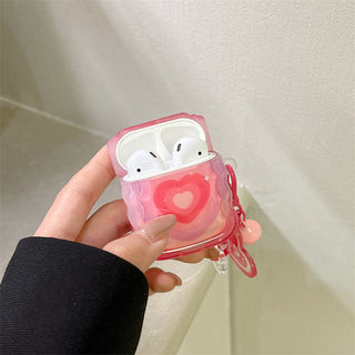 Auramma Collections Wavy Shape Pink Red Groovy Heart Matching Charm Soft TPU Case AirPods 1 2 3 Pro