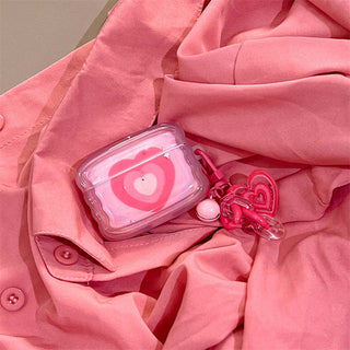 Auramma Collections Wavy Shape Pink Red Groovy Heart Matching Charm Soft TPU Case AirPods 1 2 3 Pro
