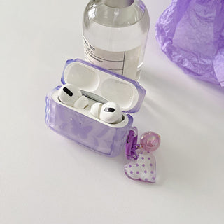 Auramma Collections Wavy Shape Y2K Style Purple Groovy Butterfly Matching Charm Soft TPU Case AirPods 1 2 3 Pro