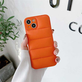 Auramma Collections Winter Puffer Jacket Style Blue Yellow Silver Black Green White Orange Cases For iPhone 13 12 11 Pro Max Mini X XS XR 7 8 Plus