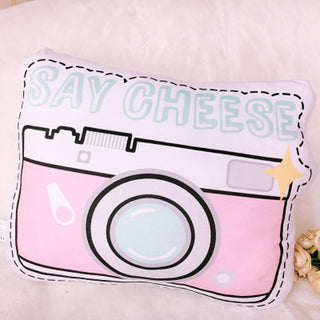 Auramma Collections Y2K Creative Funny Pink Frappuccino Coke Milk Flamingo Ice-Cream Sunglasses Lollipop Cotton Candy Fries Heart Camera Lips Heels Nail Polish Mascara Plushie Pillow Cushion