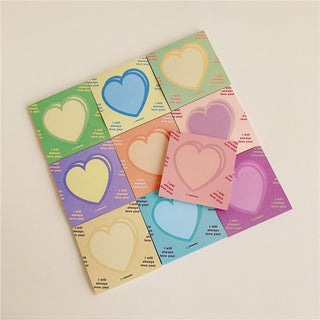 Auramma Collections Y2K Style 3D Heart Bold Bicolor Non Sticky Memo Note Pad