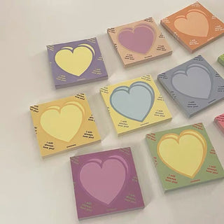 Auramma Collections Y2K Style 3D Heart Bold Bicolor Non Sticky Memo Note Pad