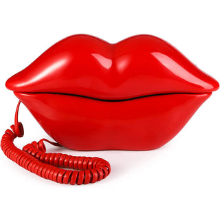 Auramma Collections Y2K Style Funky XL Red Lips Shaped Landline Phone Home Decor