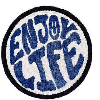 Auramma Collections Y2K Style Funky Smiley Text Quote Enjoy Life Round Living Bedside Area Rug