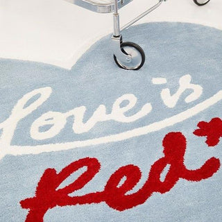 Auramma Collections Y2K Style Heart Shaped love Is Red Broken Heart Lonely Heart Club Area Bedside Rug