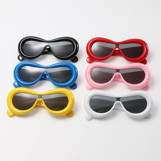 Auramma Collections Y2K Style Round Bubble Frame Yellow Red Pink Blue Black White Uni Lens Sunglasses