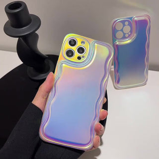 Auramma Collections Radiant Laser Color Wavy Cushion Style Soft TPU Case iPhone 15 14 13 12 11 Pro Max Plus X XS