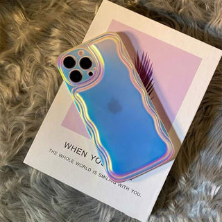 Auramma Collections Radiant Laser Color Wavy Cushion Style Soft TPU Case iPhone 15 14 13 12 11 Pro Max Plus X XS