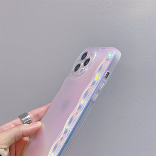 Auramma Collections Radiant Laser Color Wavy Cushion Style Soft TPU Case iPhone 15 14 13 12 11 Pro Max Plus X XS