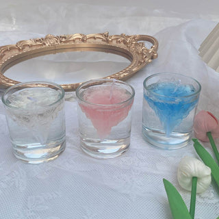 Auramma Collections Funky Kawaii Creative Upside Down Floating Blue Pink Clear Iceberg Handmade Aromatherapy Scented Gel Candle In Glass Water