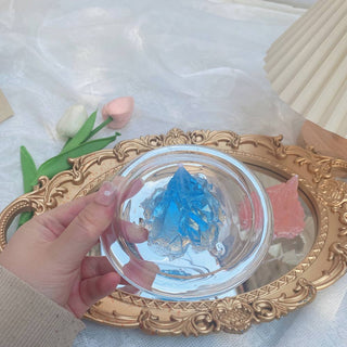 Auramma Collections Funky Kawaii Creative Upside Down Floating Blue Pink Clear Iceberg Handmade Aromatherapy Scented Gel Candle In Glass Water