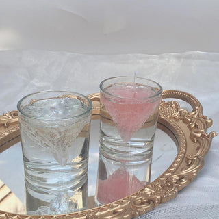 Auramma Collections Funky Kawaii Creative Upside Down Floating Blue Pink Clear Iceberg Handmade Aromatherapy Scented Gel Candle In Glass Water