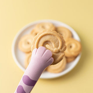 Auramma Funky Kawaii Cute Cat Paw Shaped Oval Stripe Pink White Yellow Black Large Medium Small Kitchen Food Tongs