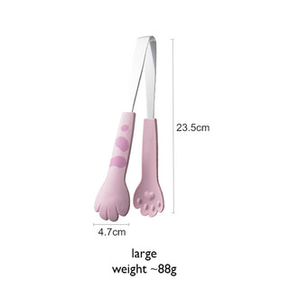 Auramma Funky Kawaii Cute Cat Paw Shaped Oval Stripe Pink White Yellow Black Large Medium Small Kitchen Food Tongs