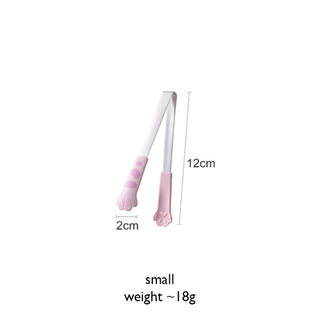 Auramma Funky Kawaii Cute Cat Paw Shaped Oval Stripe Pink White Yellow Black Large Medium Small Kitchen Food Tongs