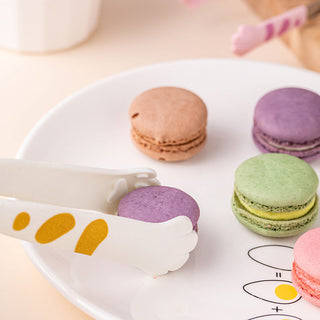 Auramma Funky Kawaii Cute Cat Paw Shaped Oval Stripe Pink White Yellow Black Large Medium Small Kitchen Food Tong Set