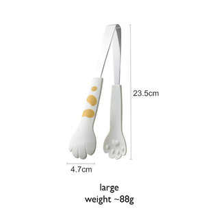 Auramma Funky Kawaii Cute Cat Paw Shaped Oval Stripe Pink White Yellow Black Large Medium Small Kitchen Food Tongs