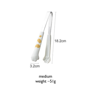 Auramma Funky Kawaii Cute Cat Paw Shaped Oval Stripe Pink White Yellow Black Large Medium Small Kitchen Food Tongs