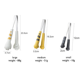 Auramma Funky Kawaii Cute Cat Paw Shaped Oval Stripe Pink White Yellow Black Large Medium Small Kitchen Food Tong Set