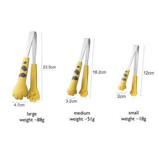 Auramma Funky Kawaii Cute Cat Paw Shaped Oval Stripe Pink White Yellow Black Large Medium Small Kitchen Food Tong Set