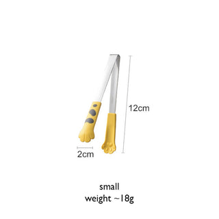 Auramma Funky Kawaii Cute Cat Paw Shaped Oval Stripe Pink White Yellow Black Large Medium Small Kitchen Food Tongs