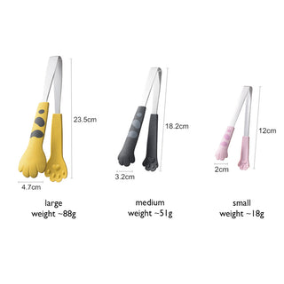 Auramma Funky Kawaii Cute Cat Paw Shaped Oval Stripe Pink White Yellow Black Large Medium Small Kitchen Food Tong Set