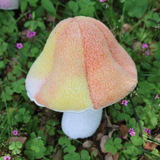 Auramma Collections Funky Kawaii Mixed Gradient Colors Orange Yellow Pastel Blue Pink Purple Radiant Magic Mushroom Shroom Plushie Throw Pillow