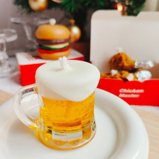 Auramma Funky Kawaii Realistic Creative Funny Foam Beer Butterbeer Jar Fried Chicken Drumstick Hamburger Handmade Aromatherapy Scented Soy Wax Candle