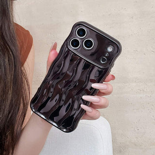 Auramma Collections Avant Basic Plain Glossy Metallic Silver Green Fuchsia Pink Blue Purple Gold Orange Black 3D Linear Wavy Style Soft TPU Case iPhone 17 Pro Max