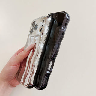 Auramma Collections Avant Basic Plain Glossy Metallic Silver Green Fuchsia Pink Blue Purple Gold Orange Black 3D Linear Wavy Style Soft TPU Case iPhone 17 Pro Max