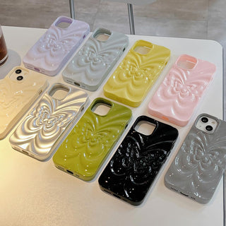Auramma Collections Avant Basic Glossy Matte Plain Color Silver Black Green Yellow Cream Light Gray Purple Pink 3D Groovy Style Butterfly Soft TPU Case iPhone 14 13 12 11 Pro Max
