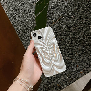 Auramma Collections Avant Basic Glossy Matte Plain Color Silver Green Yellow Cream Light Gray Purple Pink 3D Groovy Style Butterfly Soft TPU Case iPhone 15 14 13 12 11 Pro Max