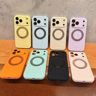 Auramma Collections Avant Basic Matte Plain Halo Ripple MagSafe Magnetic 360 Degree Turn Ring Yellow Mint Baby Blue Pink Lavender White Black Orange Soft TPU Case iPhone 17 16 15 Pro Max